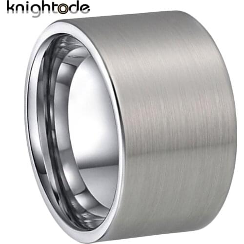 12mm Width Big Thumb Tungsten Carbide Rings Fashion Men Party Ring Jewelry Flat Brushed Finish Comfort Fit
