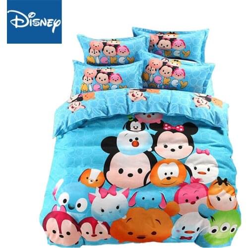 Disney cheaper bedding set for children bedroom decor twin size duvet covers queen flat sheet 3pcs home textile birthday present