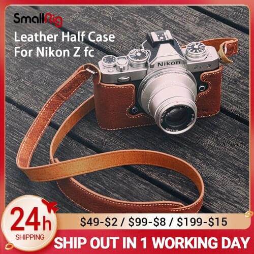 SmallRig custom fit Leather Half Case with Shoulder Strap for Nikon Z fc Camera With 1/4" Threaded Hole To Attach Tripods 3481