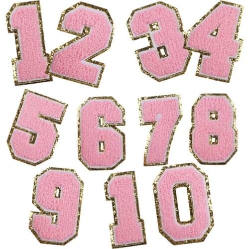 Beautiful Pink Numbers Embroidery Patches For Clothing/Backpack DIY Iron-On Embroidered Patch Fashion Thermal Adhesive Appliqued