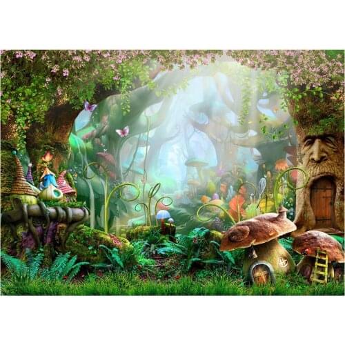Top Deals 7x5ft Washable Fabric Photography Background Fairytale Dreamlike Nature Forest Life Background Photographical Backdr