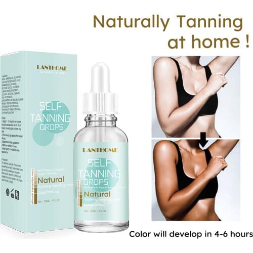 Natural Face Tan Drops Sun Tanning Oil Liquid Dark Self Tanning Serum Drops for Face Body Fake Bake Indoor Tanning Bed Lotion