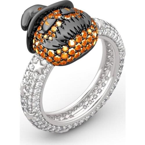 Hot Sale New Halloween Skull Pumpkin Personality Enamel Rings European and American Fashion Mens and Womens Zirconia Ring