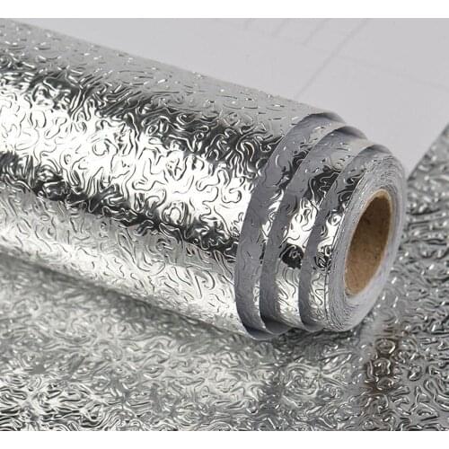 Kitchen Backsplash Stickers Wallpaper Self Adhesive Kitchen Aluminum Foil Stickers Oil Proof Waterproof Stove Sticker
