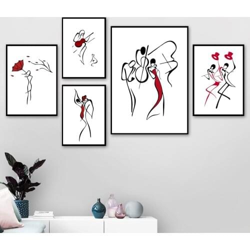 Wall Art Poster Canvas Painting Nordic Style Minimalist Abstract Line Women Modular Pictures For Living Room Home Decor Printing