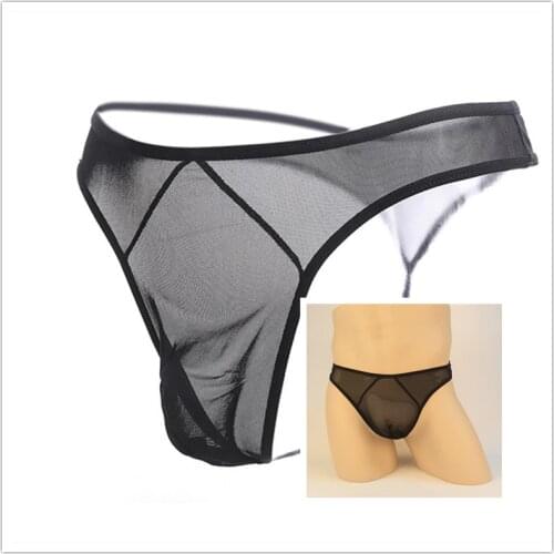 Brand New Mens Underwear T-Back G-String Briefs Sexy Breathable Tangas Mesh Thong See Through Lingerie Fashion Thong Male