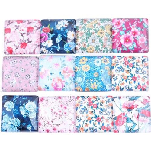Onwear Mix Square Spring Flower Photo Glass Cabochon 10mm 12mm 15mm 18mm 20mm 25mm 30mm Diy Jewelry Making Accessories