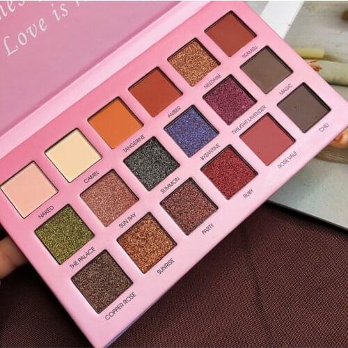 18 Colors Rainbow Eyeshadow Palette Waterproof Matte Shimmer Glitter Mineral Metallic Eyeshadow Makeup Cosmetic