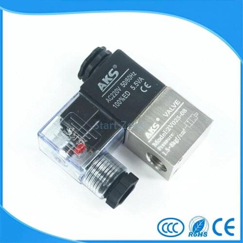 AKS brand Pneumatic Air 2 Way 2 Position 1/4"AIRTAC Solenoid Valve 2V025-08