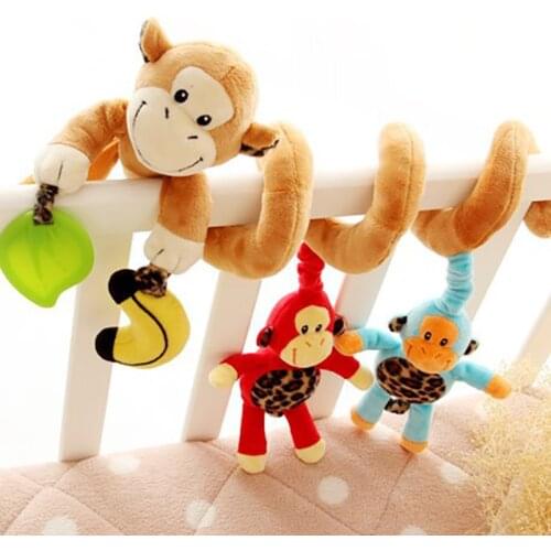 Hot Baby Toys Animal Monkey Plush Rattle Crib Spiral Hanging Mobile Infant Newborn Stroller Bed Toy for Baby 0-12 Months Gift