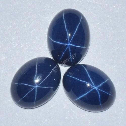 Sale 5x7mm~12x16 Cabochon Flat Back Bottom Oval Cut Hardness 9 Lab Grown Corundum Stone Star Blue Sapphires Gems For Jewelry