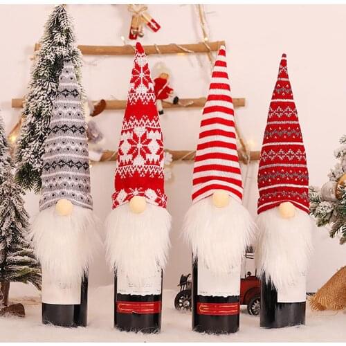 Christmas Santa Gnome Wine Bottle Cover Cap Champagne Packaging Bag Party Dinner Holiday Table Decoration Xmas Supplies