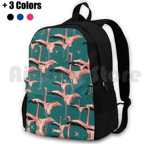 Tropical Flamingo Outdoor Hiking Backpack Riding Climbing Sports Bag Summer Cool Fun Flamingo Sky Blue Palm Tree Nature Africa