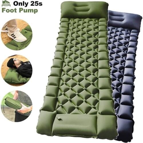 Outdoor for Travel Self Inflating Camping Mat Foot Pump With Pillow Sleeping Mat Inflatable Sleeping Pad