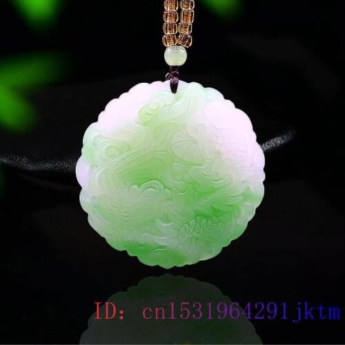 Green Jade Dragon Phoenix Pendant Chinese Necklace Gifts Jadeite Charm Fashion Carved Amulet Jewelry Natural Gemstone Women