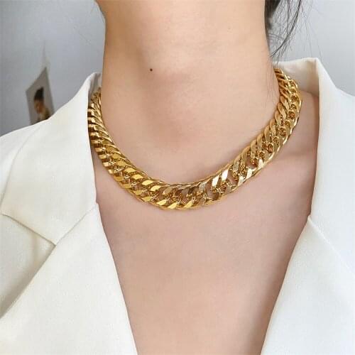 FNIO 2021 Fashion Punk Big Necklace for Women Twist Gold Silver Color Chunky Thick Choker Chain Necklaces Party Jewelry