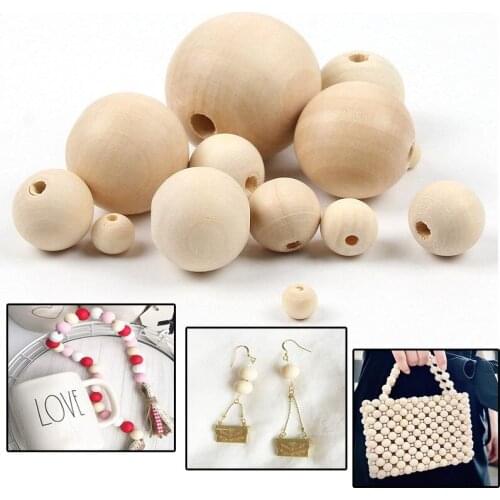 10-500PCS 6-30mm DIY Natural Ball Round Spacer Wooden Beads Eco-Friendly Natural Color Wood Beads Lead-Free Wooden Balls