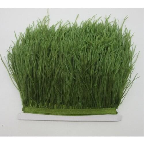 10 yards 10-15CM Ostrich feather trims for skirt/dress ArmyGreen ostrich feathers ribbon feather For Crafts Plumage Clothing