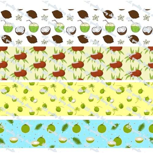 16-75MM Cartoon Coconut Printed Grosgrain Ribbon 50 Yards/Roll Tape Clothing Bakery Gift Wrapping Accessory Hairbow Head