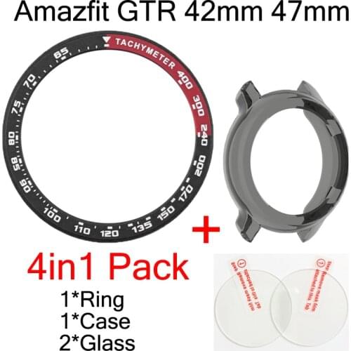 3in1 pack Anti Scratch Protection bezel Ring For huami amazfit gtr 47mm 42mm Case Cover shell+glass screen protector film