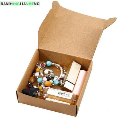 50pcs 8.5x8.5x3.5cm Gift Packaging Kraft Paper Box Jewelry Event Party Wedding Candy Chocolate Baking Cake DIY Soap Packing