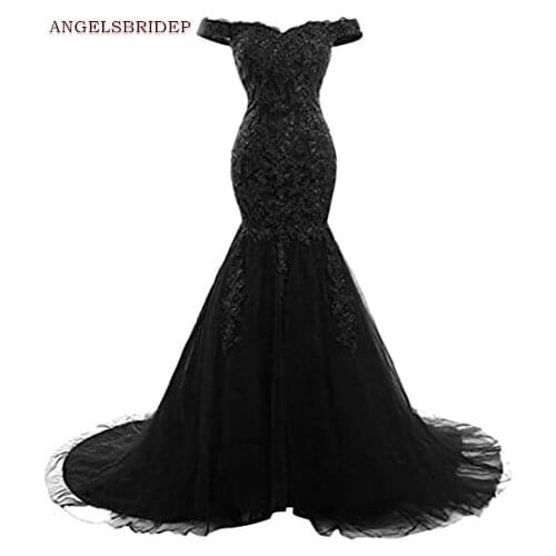 ANGELSBRIDEP Sweetheart Mermaid Prom Dresses Vestidos de festa Sexy Off-Shoulder Applique Court Train Formal Evening Party Gown