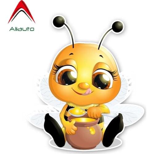 Aliauto Bees Car Sticker That Eat Honey PVC Decal for Toyota Ford Chevrolet Volkswagen Honda Hyundai,14CM*16CM