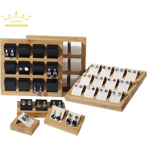 Bamboo Wood Earrings Display Bracket Jewelry Display Tray Earrings Display Shelf Jewelry Tray