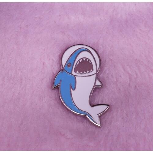 Space Shark Adventure Brooch Funny Cute Nerdy Pins The view from here is jaw-some