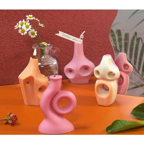 DIY Scented Candle Silicone Mold Korean Geometric Bottle Candle Mold Plaster Food Grade Silicone Molds Candle Making Supplies