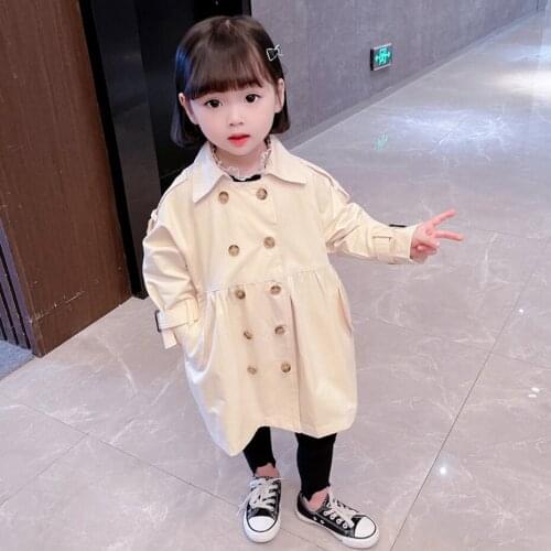 Girls Long Jacket Coat Solid Color Coat For Girls Casual Style Coat Kids Spring Autumn Childrens Clothing