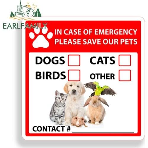 EARLFAMILY 13cm x 13cm For Service Dog Emergency Rescue Sign Car Sticker Car Door Decal Windows Laptop Waterproof Decoration