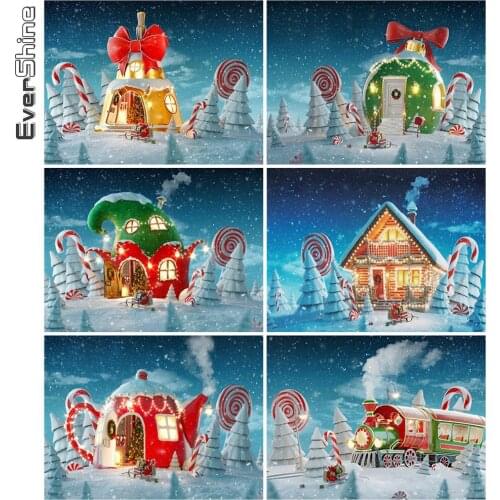 Evershine Diamond Embroidery Christmas Cross Stitch New Arrival Diamond Painting House DIY Mosaic Winter Landscape Holiday Gifts