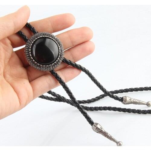 European and American Valentines Day Gifts Poirot Necklace Jewelry Bolo Tie Retro Style Round Mens Bow Tie