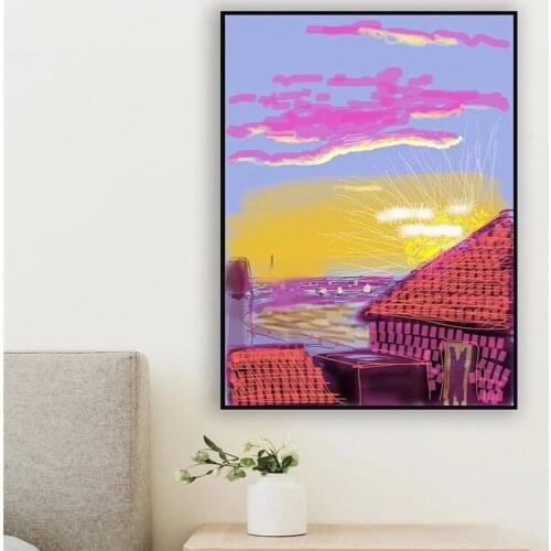 David Hockney Art Print Abstract Landscape Garden Canvas Poster Artwork Painting Living Room Decoration Picture (No Frame)