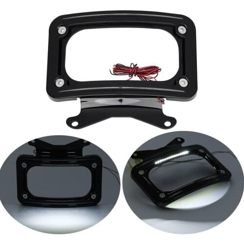 Motorcycle Curved License Plate Frame LED Running Light For Harley Road Street Glide FLHRXS King Special