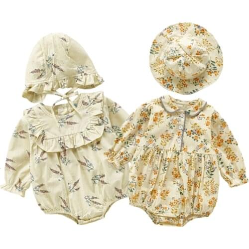 Baby Girls Clothes Newborn Clothes Bodysuit Vintage Floral Jumpsuit Clothing Kids Cotton Fashion Newborn Outfit Toddler