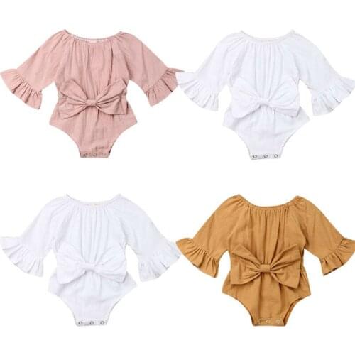 2019 Summer Autumn Newborn Infant Baby Girl Clothes Long Sleeve Romper Jumpsuit Summer Bow Outfit