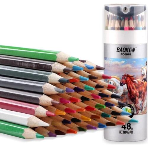 A Box of 48 Baoke PO1048 Water-soluble Colored Pencils 48 Color Adult Painting Students Hand-painted Painting Color Lead