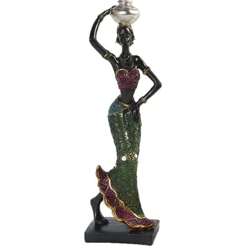 Beauty Girl Model National Style African Beauty Creative Home Furnishings Resin Handicraft Ornaments Beauty Girl Sculpture