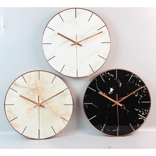 Minimalist Nordic marble wall clock creative home bedroom silent quartz clock 35 CM