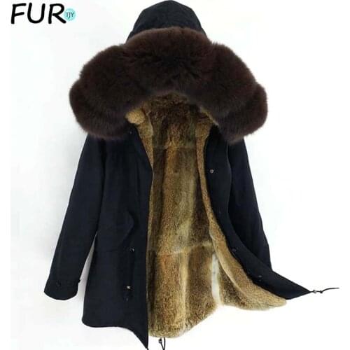 2021 Real Fur Coat Winter Jacket mens Long Parka Waterproof Big Natural Raccoon Fur Collar Hood Thick Warm Real Rabbi Fur Liner