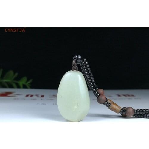CYNSFJA Real Rare Certified Natural Chinese Hetian Seed Jade Xinjiang Raw Stone Jade Pendant Amulets High Quality Birthday Gift