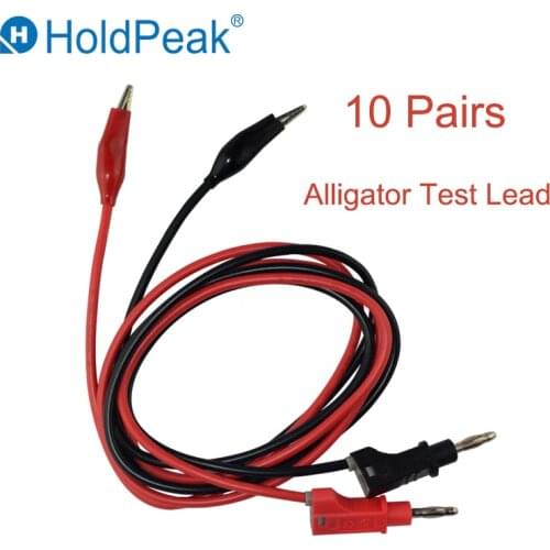 HoldPeak New 10 Pair Alligator Testing Cord Lead Clip Electrical Clamp to Banana Plug Cable Connector Leads for Multimeter Test