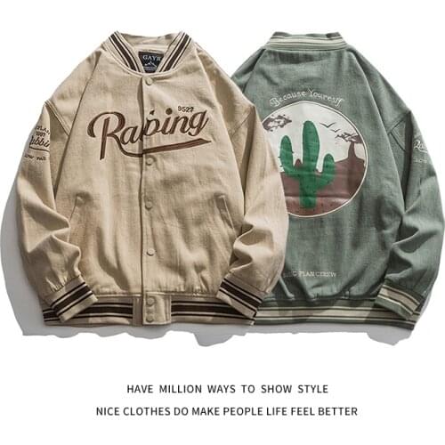 New Arrival Autumn And Spring Old Fashion Embroid Mens Baseball Bomber Jacket Unisex Womens Varsity Shirt Letterman Vintage