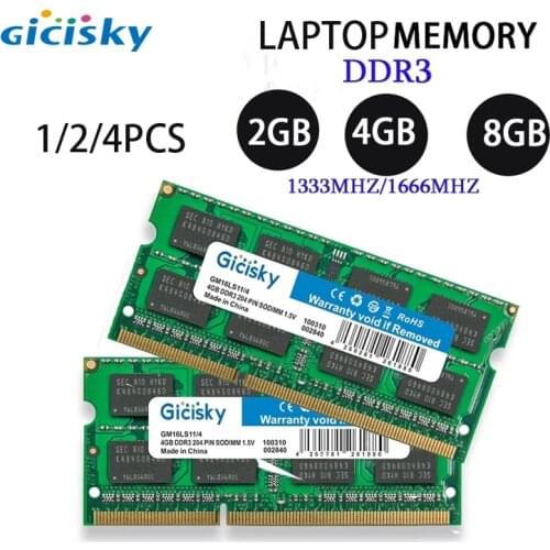 1/2/4PCS Notebook DDR3 1333/1600MHZ Laptop RAM 2GB 4GB 8GB Notebook Memory High Performance Excellent Compatiable All Except Mac