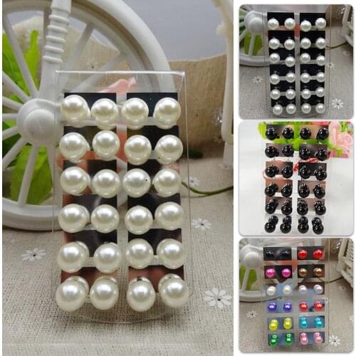 12 Pairs Women Pearl Bead Ear Stud Hot Sales Earrings Sets Mix Color One Pack Female Jewelry Gift 2020 New Fashion Stud Earrings