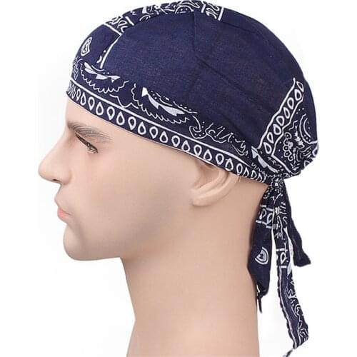 Wholesale Unisex Custom 100% Cotton Women Head Wrap Scarfs Sweat Hair Band Stretch Head Tie Muslim Pirate Hat Bandana Durag