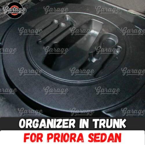 Organizer in trunk for Lada Priora Sedan 2007- ABS plastic trim accessories cover protective pad in luggage car styling tuning