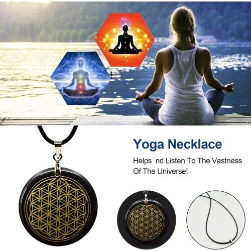Orgonite Luminous Round Necklace Natural Crystal Obsidian Rope Chain Choker Powerful Reiki Energy Orgone Yoga Jewelry Gifts